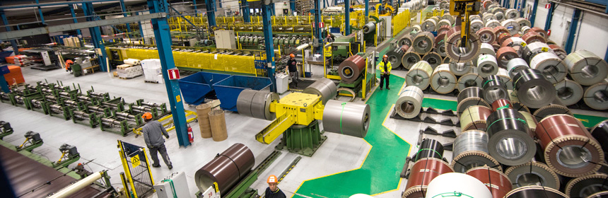 Production site with steel coil