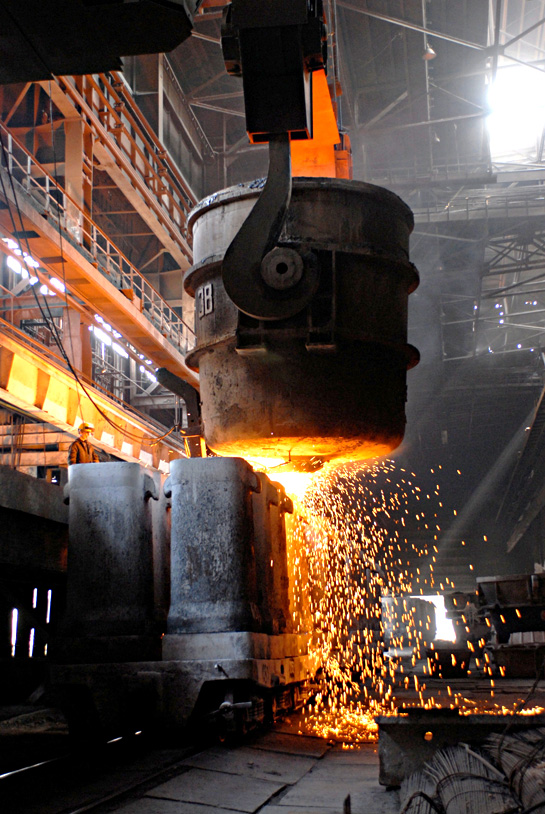 steel melting in production site